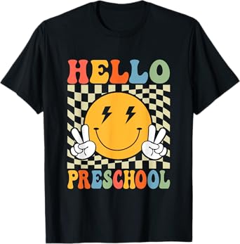First Day Hello Preschool Teacher Boy Girl Back To School T-Shirt