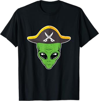 Alien Pirate Hat Funny Halloween Gift for Outer Space Lover T-Shirt
