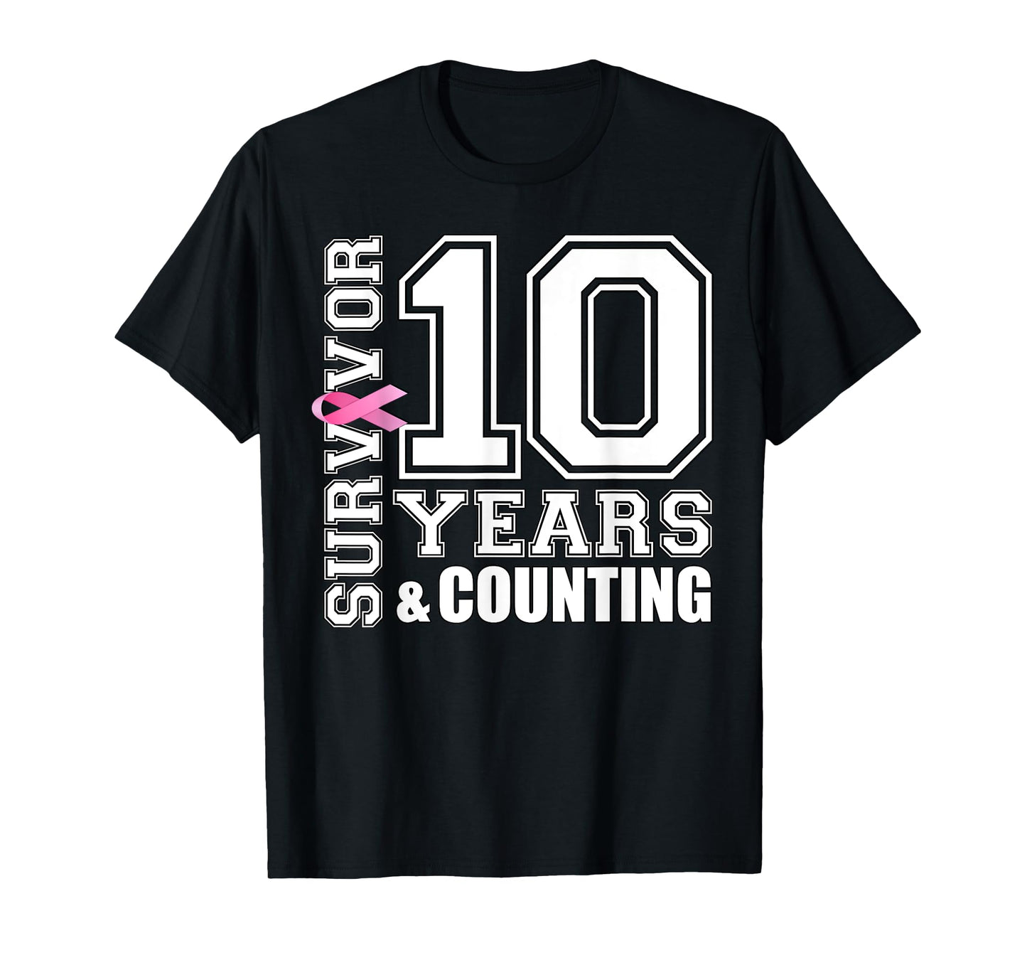 10 Years Breast Cancer Survivor Pink Ribbon Gifts For Women T-Shirt