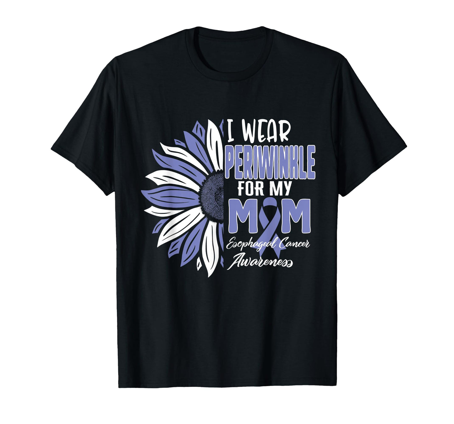 I Wear Periwinkle For My MOM Esophageal Cancer Awareness Rib T-Shirt