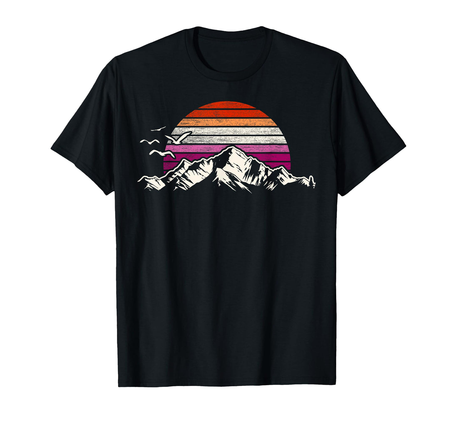 Retro Mountain Sunset Lesbian Pride Adventure T-Shirt