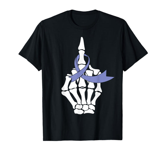 Fuck Esophageal Cancer Middle Finger Periwinkle Ribbon T-Shirt