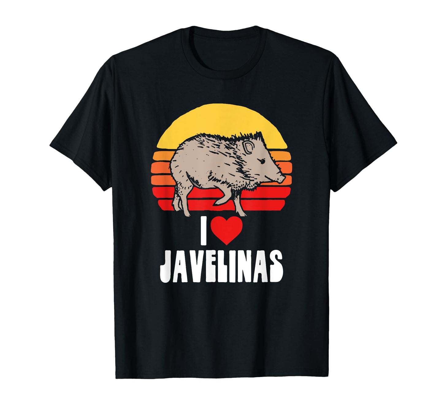 I Love Javelinas Vintage Retro 80s Sunset Cute Heart Arizona T-Shirt