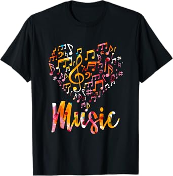 Musician Gift Musical Instrument Music Notes Treble Clef T-Shirt
