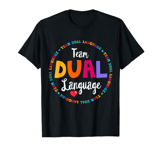 Cute Back to School Squad Team Dual Language Teachers T-Shirt for Men Women Girls Kids
