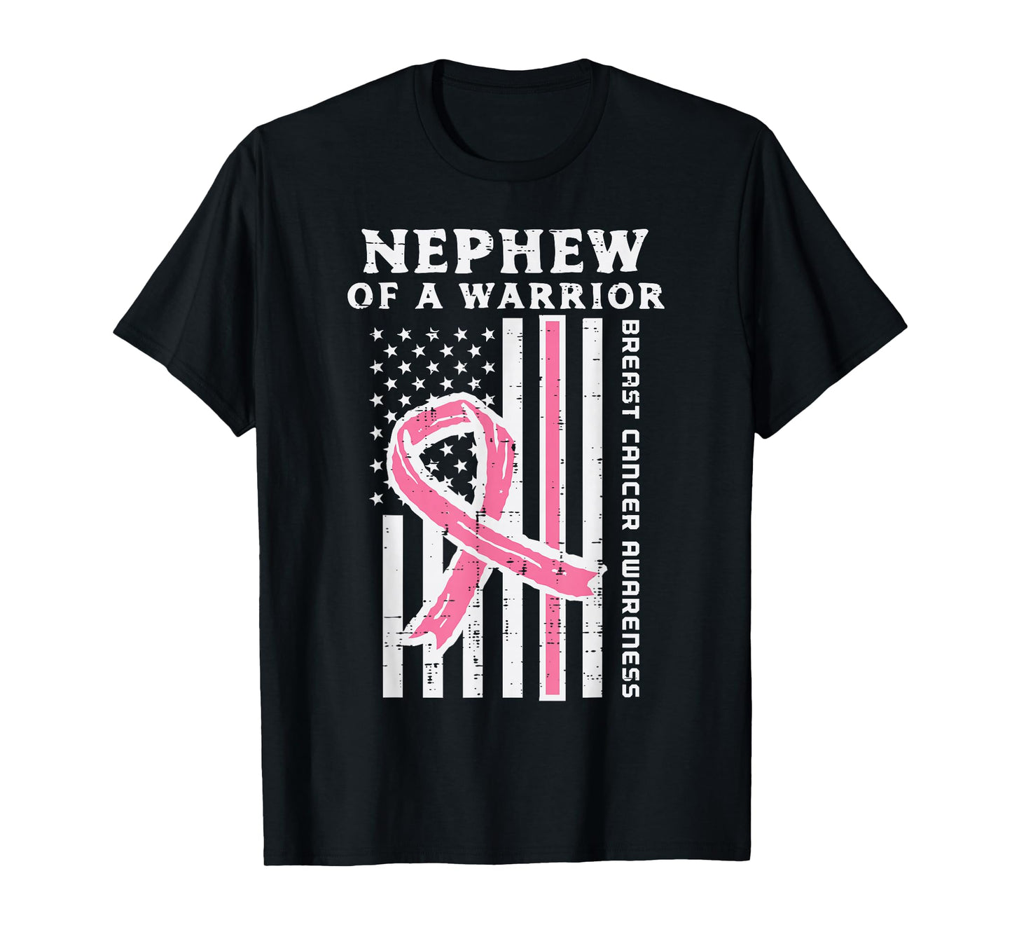 Nephew Of A Warrior American Flag Breast Cancer Awareness T-Shirt