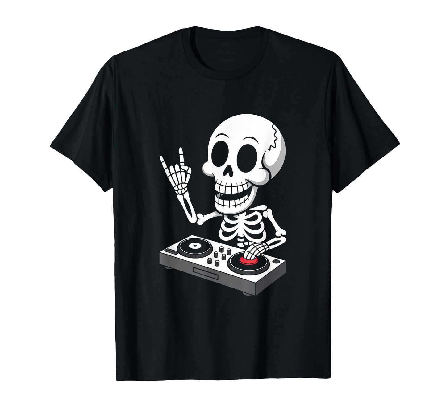 Skeleton DJ on Turntables EDM Synthesizer Rave Music Ghost T-Shirt