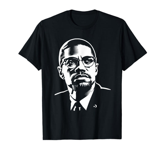 12 MONTHS OF BLACK HISTORY Unisex-Child Black Small Malcolm The Pan African Muslim Graphic Print Classic Fit Short Sleeve T-Shirt