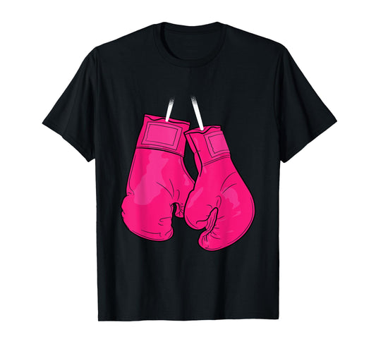 Pink Boxing Gloves Breast Cancer Awareness Cool Warrior T-Shirt