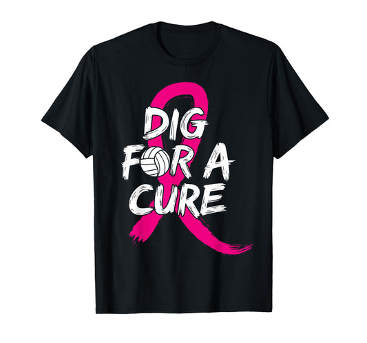 Dig For A Cure Breast Cancer Awareness Volleyball Pink T-Shirt
