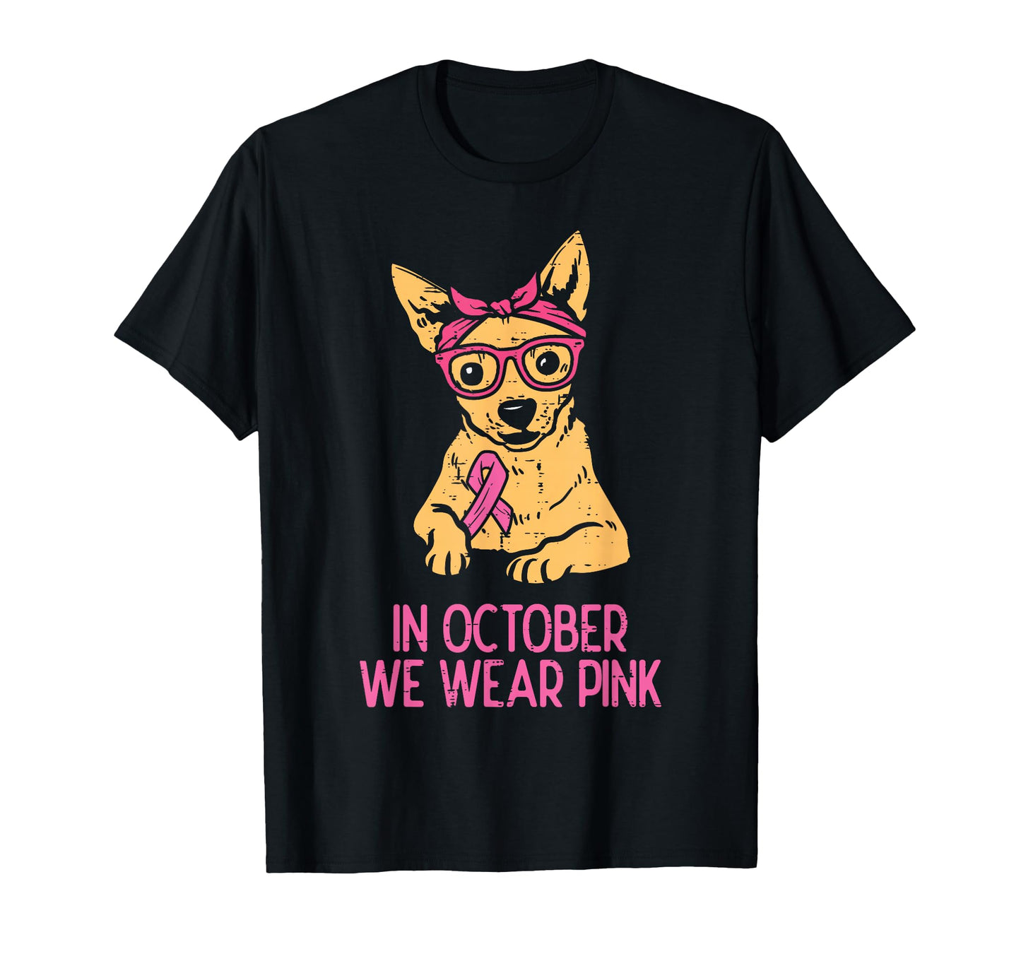 October We Wear Pink Chihuahua Dog Breast Cancer Awareness T-Shirt