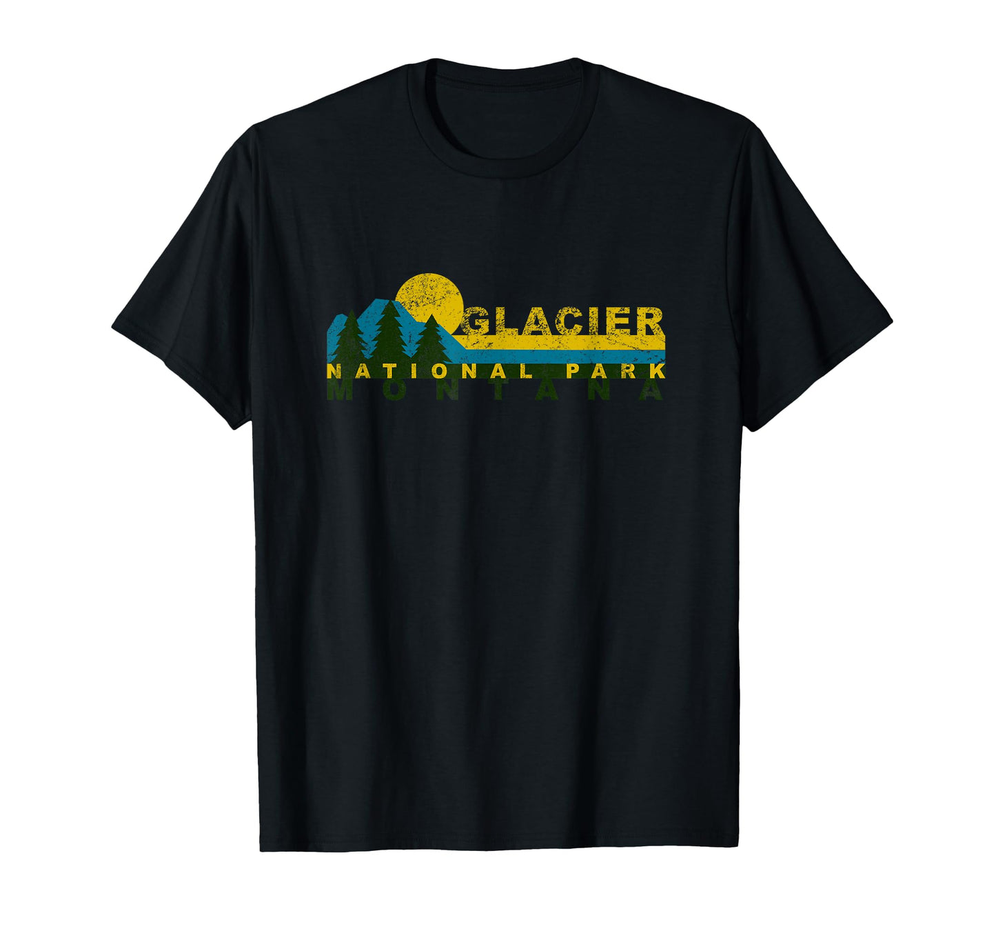 Vintage Glacier Bay National Park Mountain Sunset Treeline T-Shirt