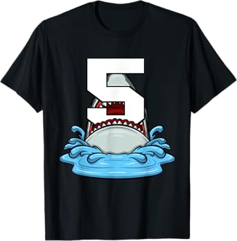 Sea Animals Birthday Kids Shark 5th Birthday Kids Boy T-Shirt