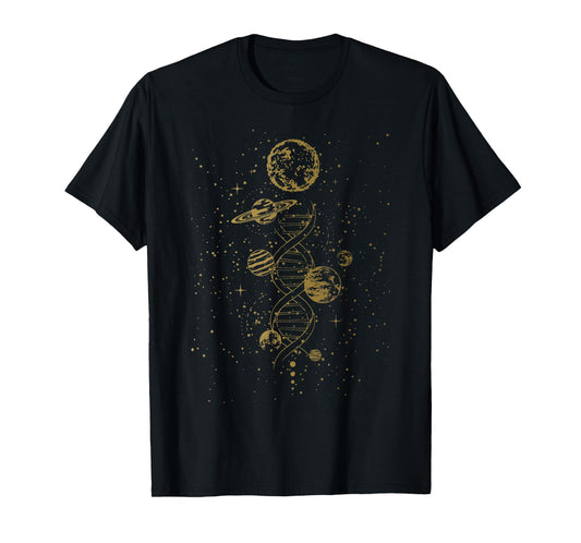 Double Helix DNA Mystic Celestial Planets Astronomical T-Shirt
