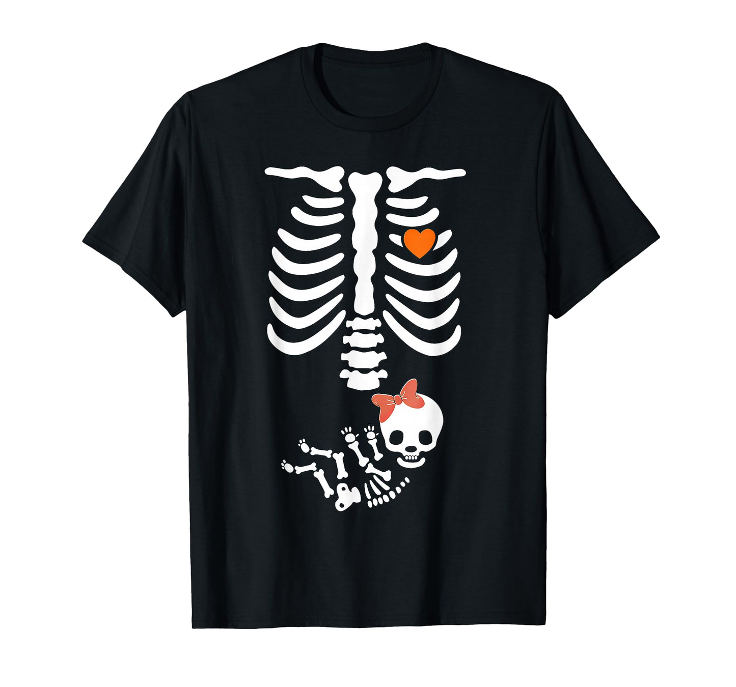 Maternity Skeleton Baby Girl Halloween Costume T-Shirt
