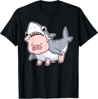 Cute Pig Shirt Women Shark Costume Pig Gift Kids Swine Pig T-Shirt