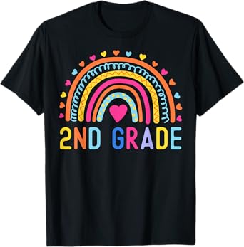 2nd Grade Rainbow Girl Boys Teacher Hello Second Grade Squad T-Shirt