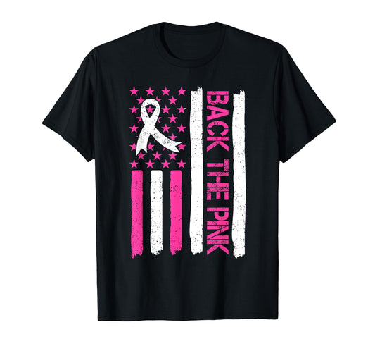 Back The Pink Breast Cancer Awareness Flag Women Men Kids T-Shirt
