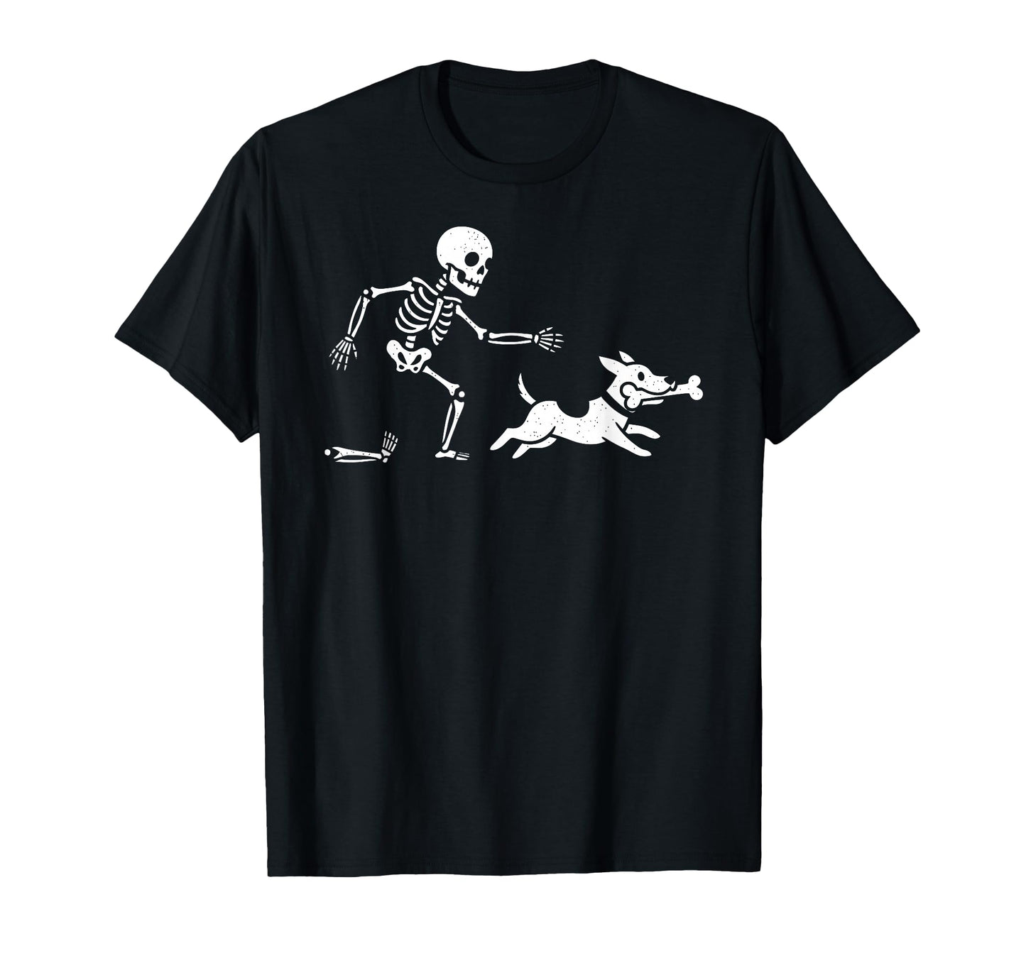 Skeleton Chasing Dog Funny Pet Owner Halloween Meme T-Shirt