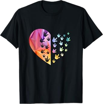 Sign Language Heart - ASL T-Shirt for Deaf Gift, Teacher