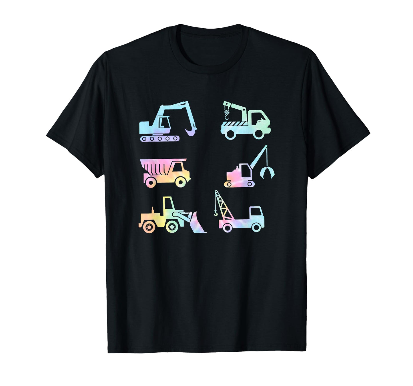 Boys Kids Toddlers Adults Funny Construction Trucks Tie Dye T-Shirt