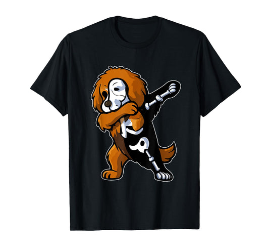Dabbing Leonberger Half Skeleton Halloween Costume Owner T-Shirt