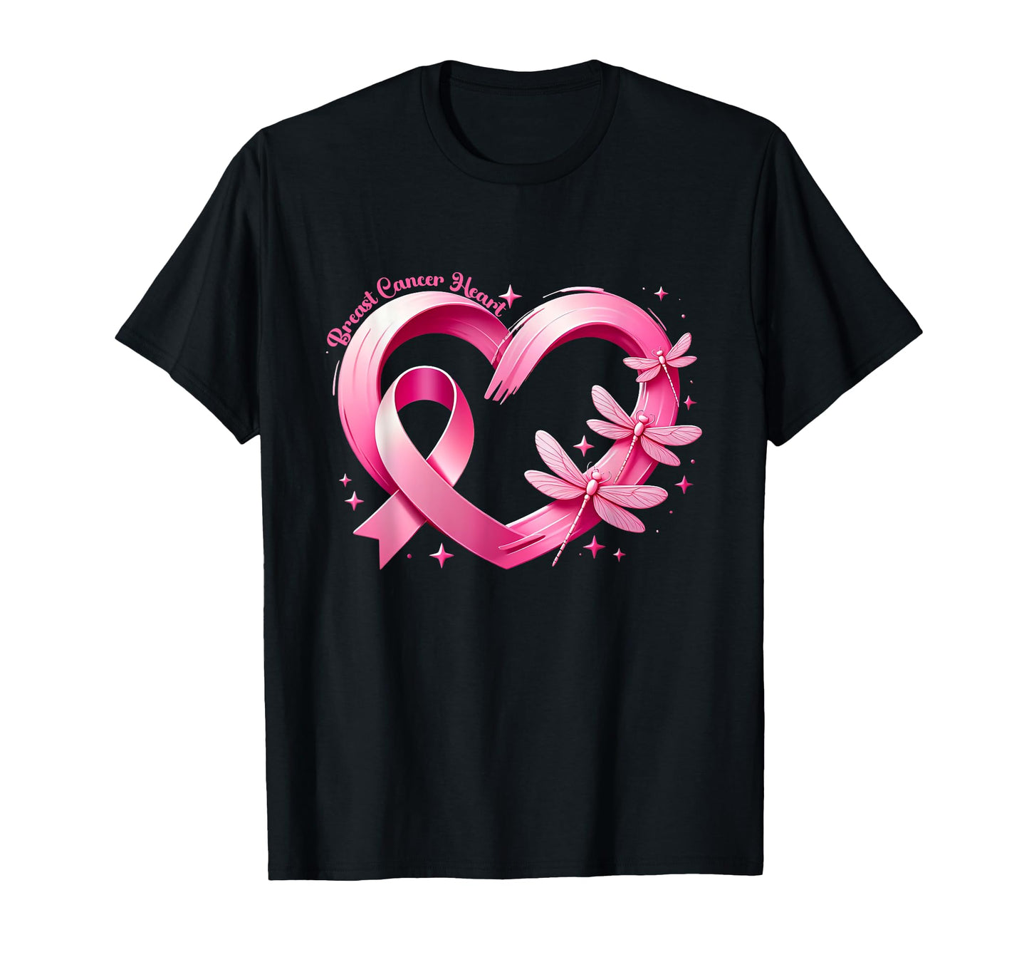 Heart Dragonflies Breast Cancer Awareness Women Kids Men T-Shirt