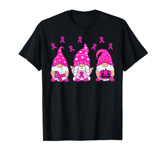 Breast Cancer Awareness Gnome Pumpkin Pink Ribbon Women Kids T-Shirt