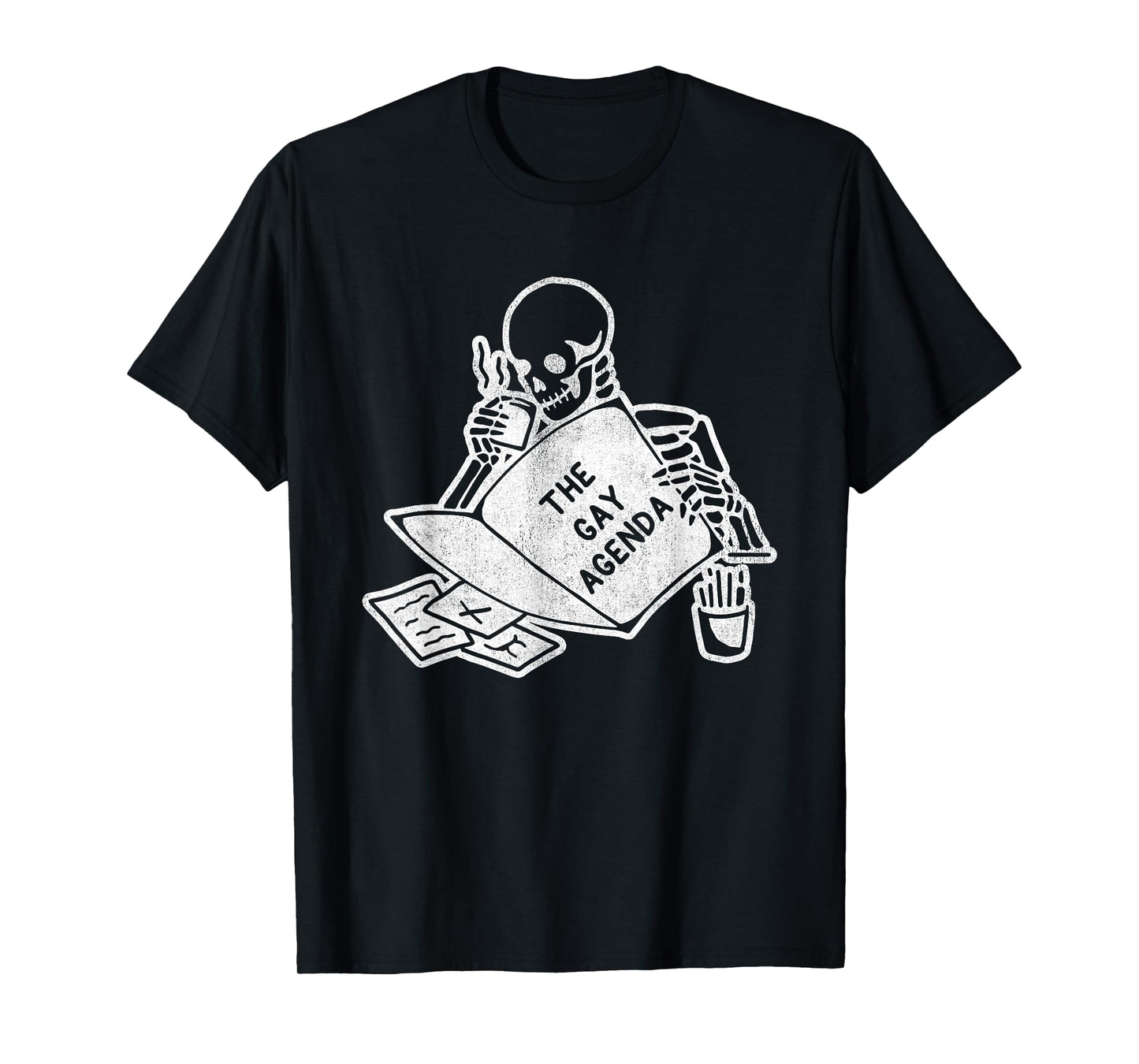 Skeleton Reading The Books Name That The Gay Agenda T-Shirt