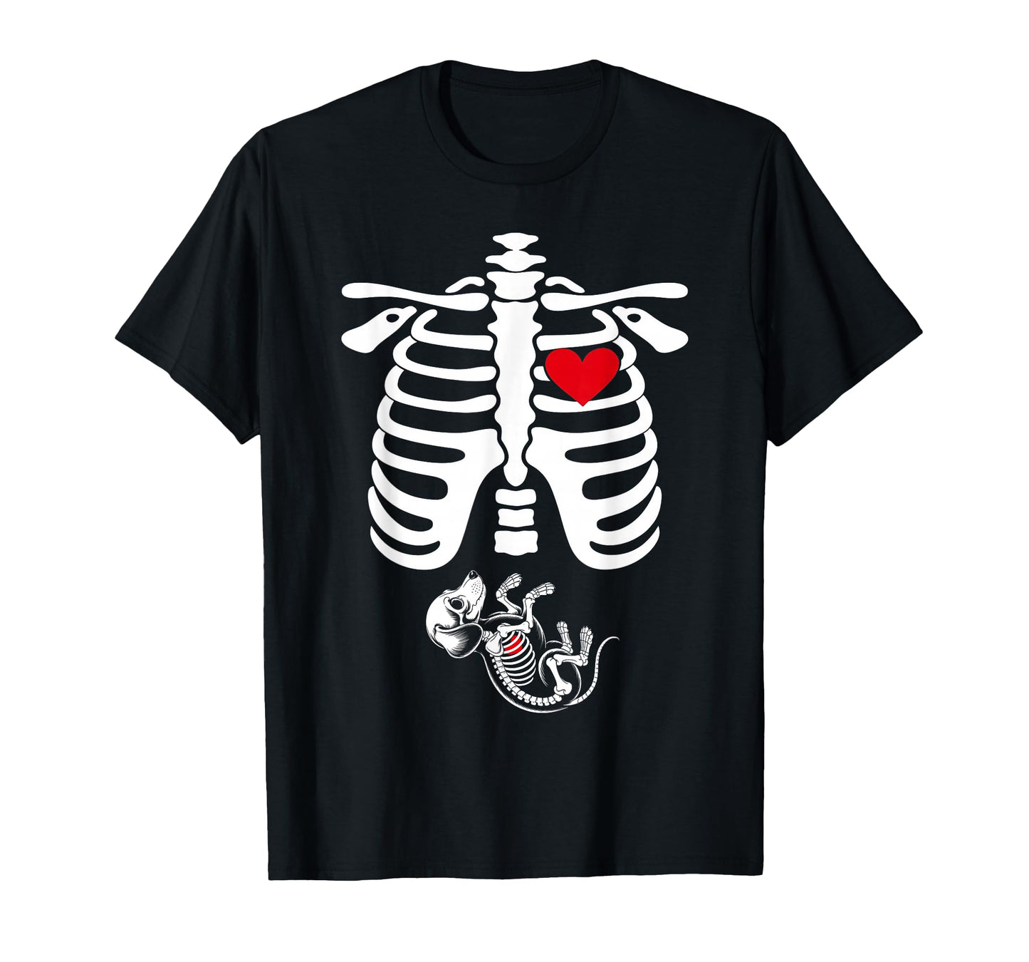 Skeleton Pregnancy Announcement Dachshund Lovers Halloween T-Shirt