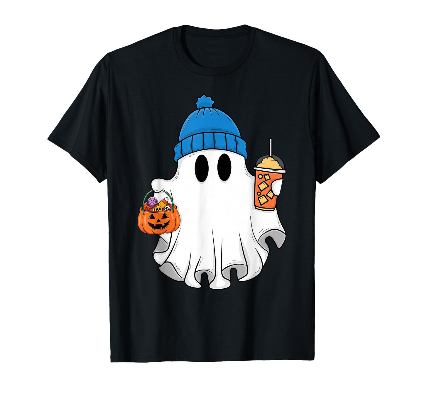 Spooky Boo Ghost Drinking Ice Coffee Ghost Halloween Costume T-Shirt