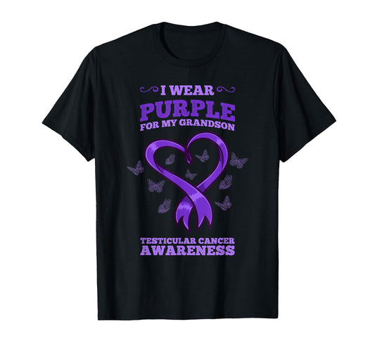 I Wear Purple For My Grandson Testicular Cancer Awareness T-Shirt