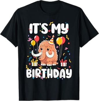 It's My Birthday Shirt Kids Boys Girls Woolly Mammoth T-Shirt