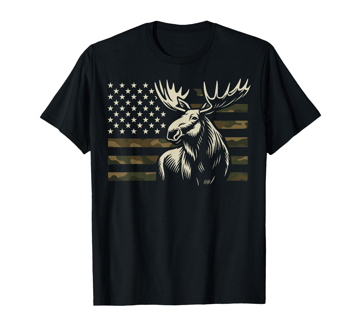 Moose USA Flag Alaska Wildlife T-Shirt