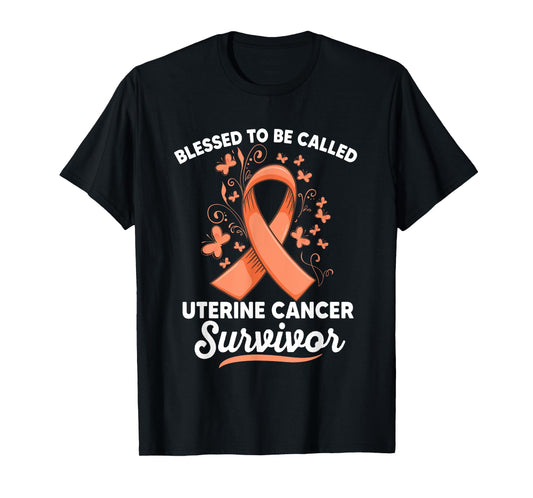 Peach ribbon support survivor of uterine cancer awareness T-Shirt