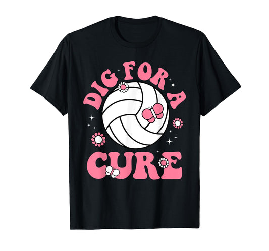 Dig For Cure Volleyball Breast Cancer Awareness Pink T-Shirt