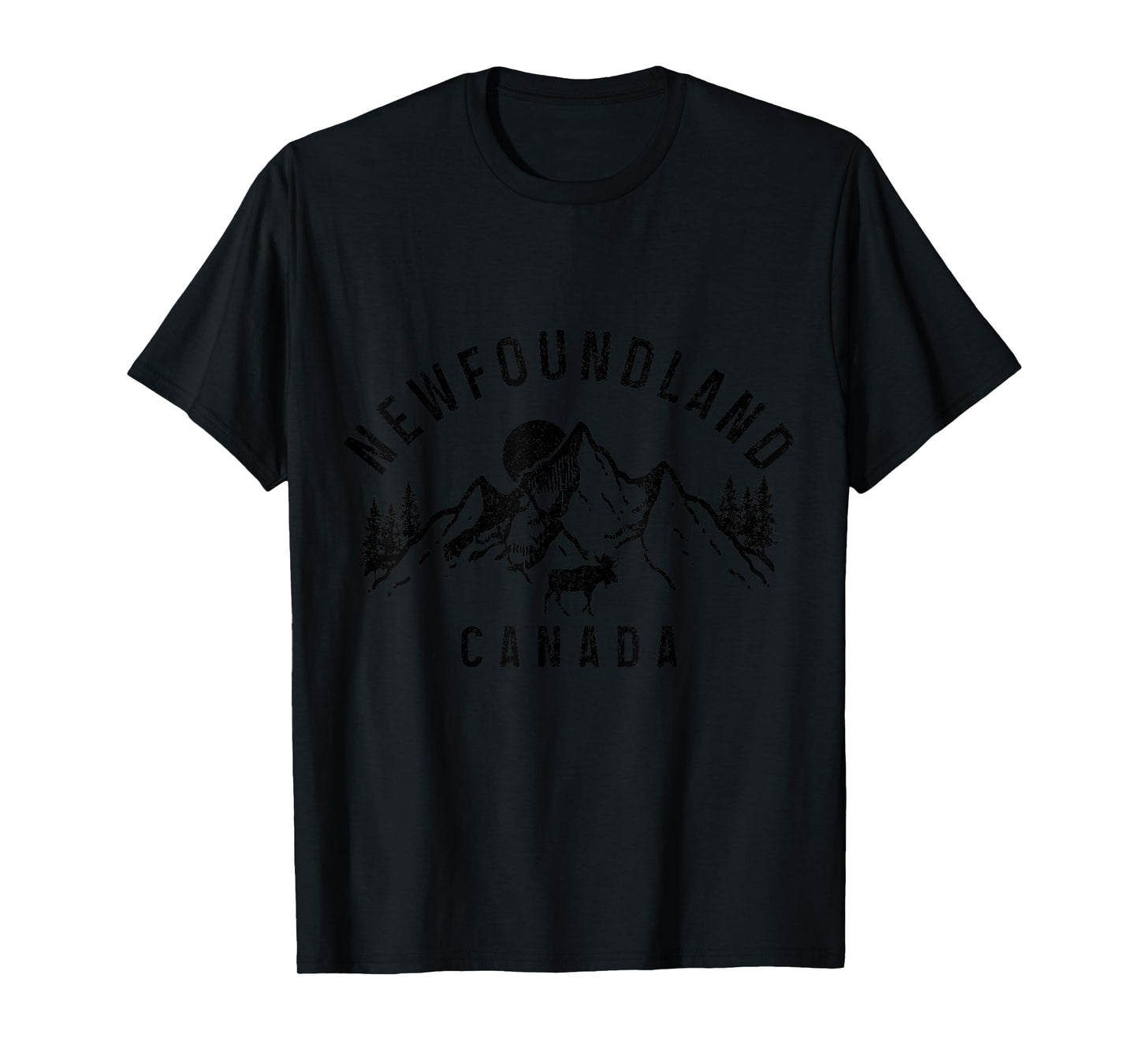 Newfoundland Canada Souvenir Vintage Mountains Moose T-Shirt