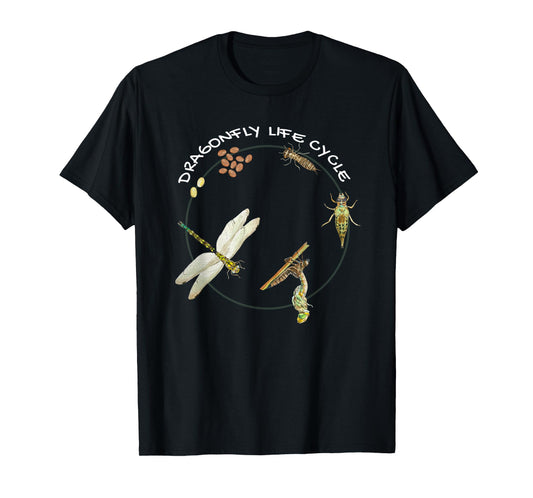 Dragonfly Life Cycle Facts 3 Stages Insect Development T-Shirt