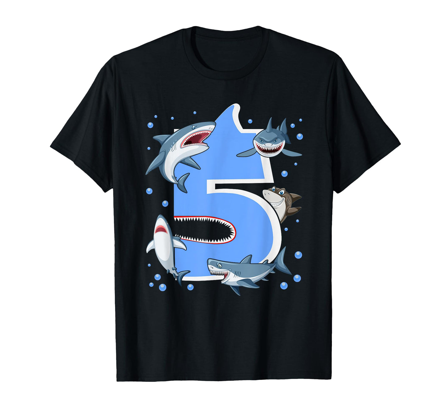 5th Birthday Boys Shark 5 years Old Shark B-day T-Shirt