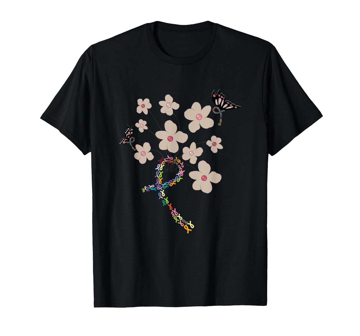 All Cancer Matters Awareness All Ribbons Butterfly T-Shirt
