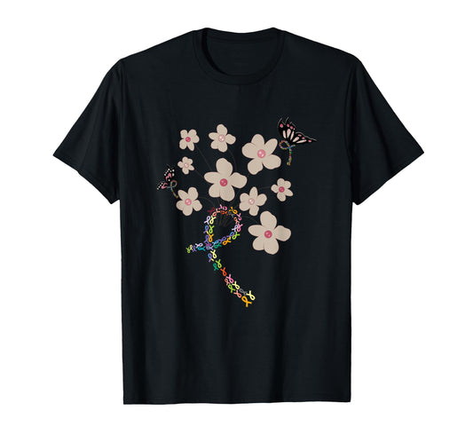 All Cancer Matters Awareness All Ribbons Butterfly T-Shirt