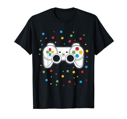 Dot Video Game Gamer Colorful Polka Dot Boy Kid Teen Youth T-Shirt
