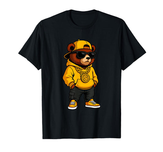Cool Hip Hop Bear Rapper Streetwear Wild Animal T-Shirt