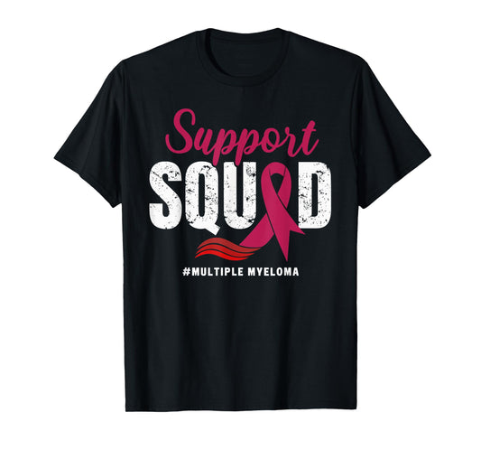 Multiple Myeloma Cancer Support Squad Wear Burgundy Ribbon T-Shirt