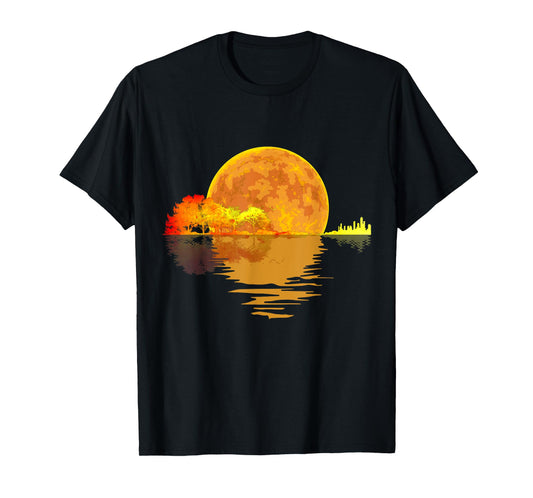 Acoustic Guitar Moon Lake Shadow Music Lover gift guitarist T-Shirt