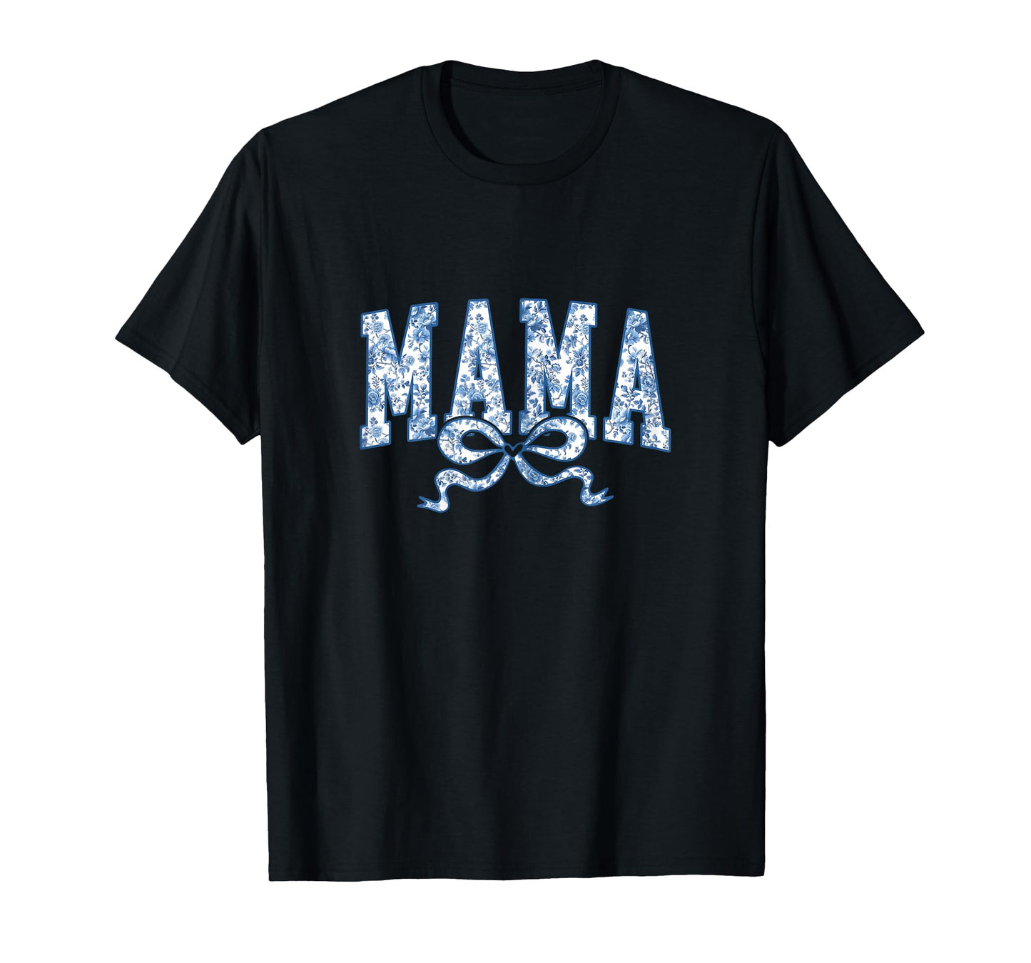 Mama Coquette Toile Blue Bow Floral T-Shirt