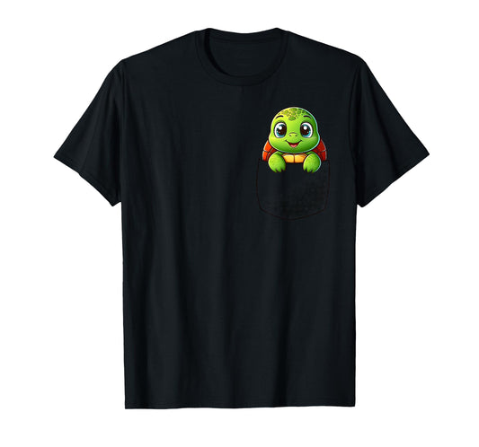 Adorable Turtle in Pocket for Kids, Boys, Girls, Women T-Shirt