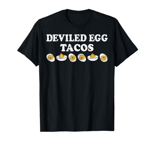 Deviled Egg Tacos Groovy Retro Thanksgiving Funny Eggs T-Shirt