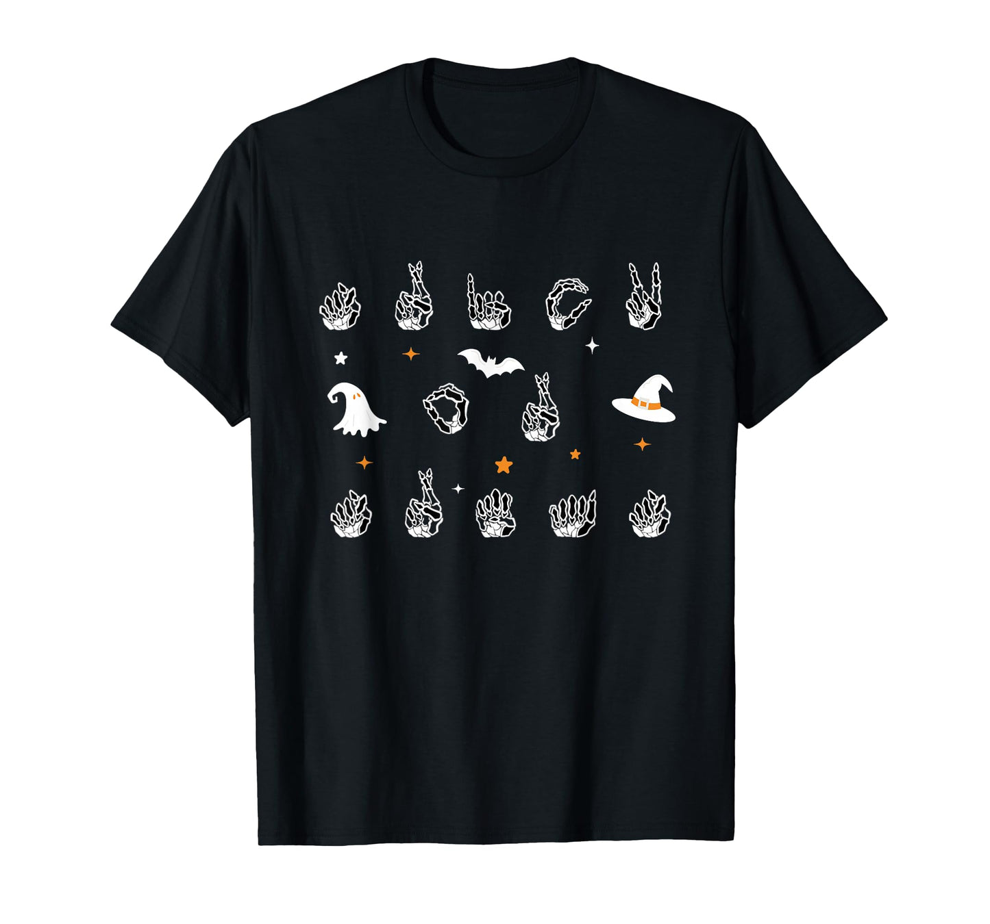 Trick or Treat ASL Skeleton Hands Halloween Sign Language T-Shirt