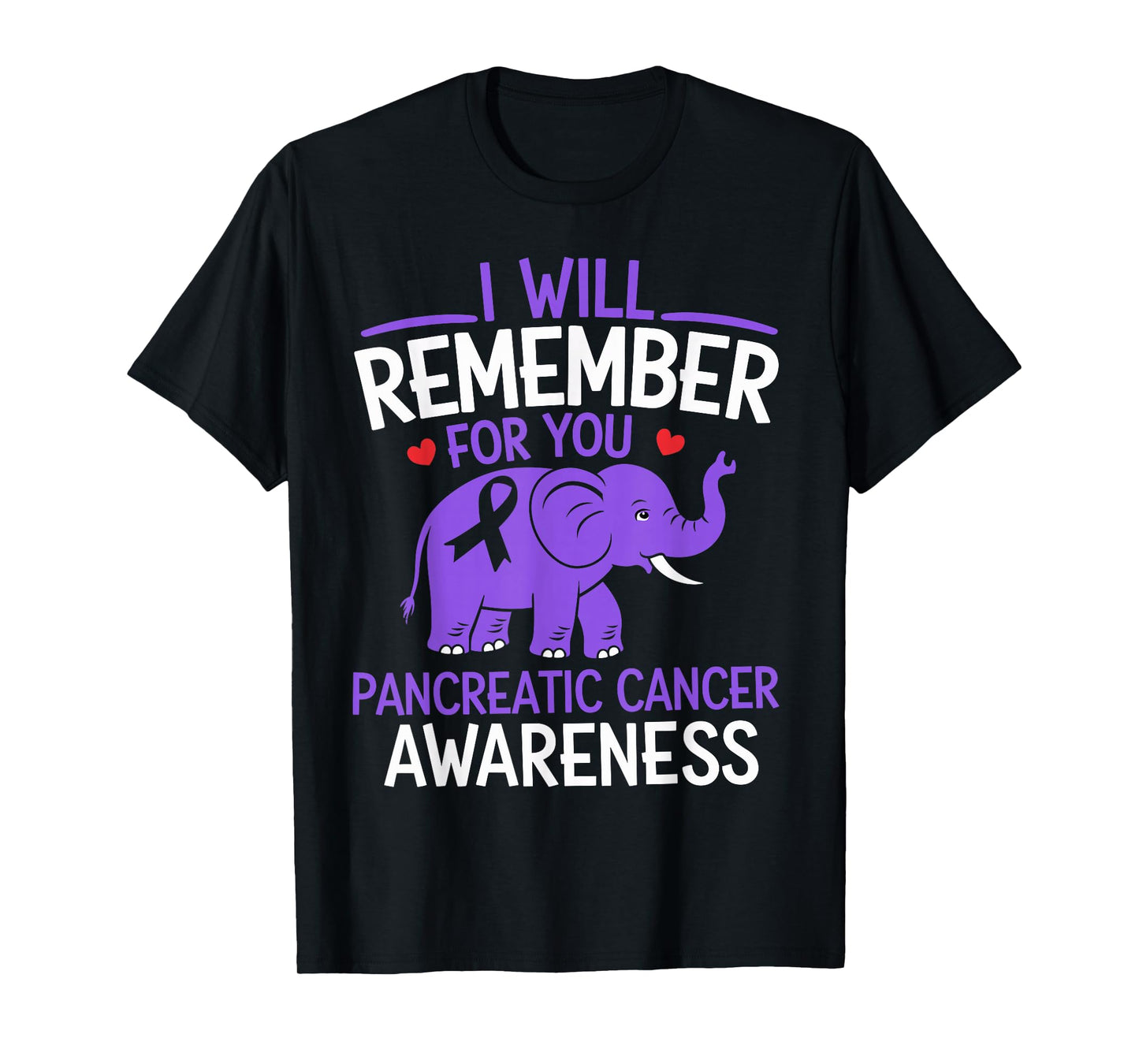 Pancreatic Cancer Awareness Elephant I Will Remember For You T-Shirt